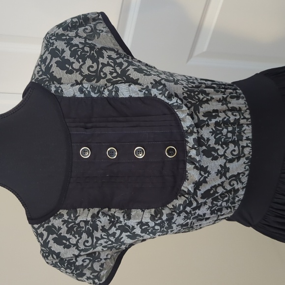 COLCCI | Black and gray, damask print dress, lined skirt, Very stretchy, medium - Picture 2 of 11